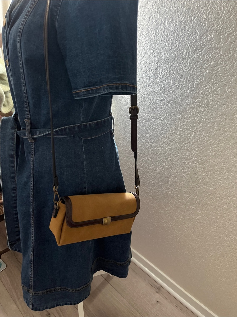 Simply Noelle Mustard Crossbody with Dark Brown Trim